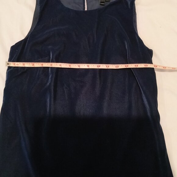 J Crew Blue Velvet Ruffle Hem Dress Sleeveless Size2 - Picture 8 of 9